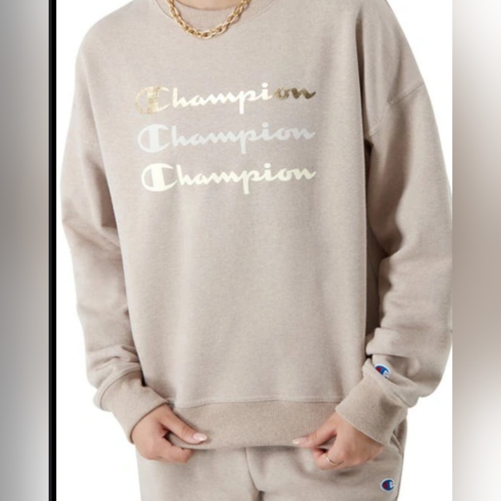 Champion Logo Light Pink Crewneck Sweatshirt Size M